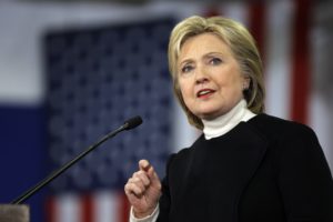 Democratic presidential candidate Hillary Clinton speaks at her first-in-the-nation presidential primary campaign rally, Tuesday, Feb. 9, 2016, in Hooksett, N.H. (AP Photo/Matt Rourke)